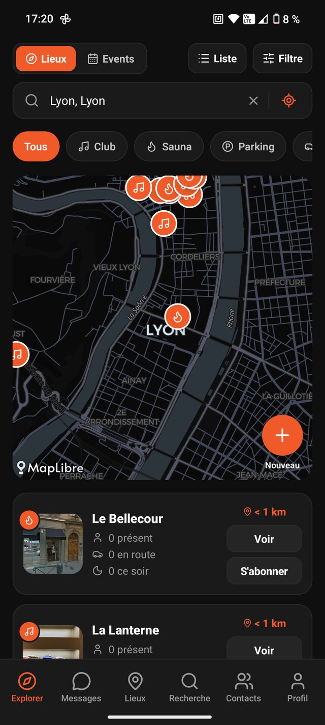 Application libertine PlaceUp — carte des lieux libertins et de dogging près de toi